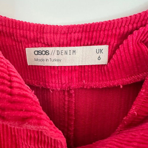 ASOS fuchsia corduroy mini dress