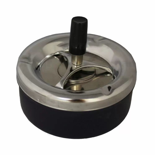 Ashtray Windproof Rotating Black New 11cm