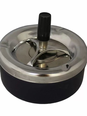 Ashtray Windproof Rotating Black New 11cm