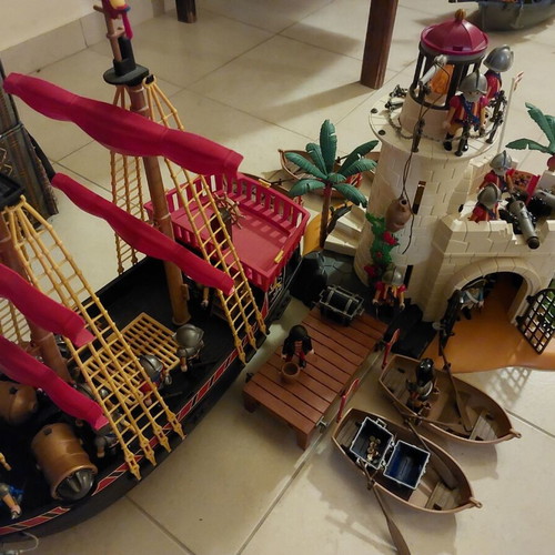Playmobil Spanish fleet, fortress and large ship used