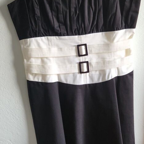 Forel black and white cocktail dress used, sleeveless, size 48