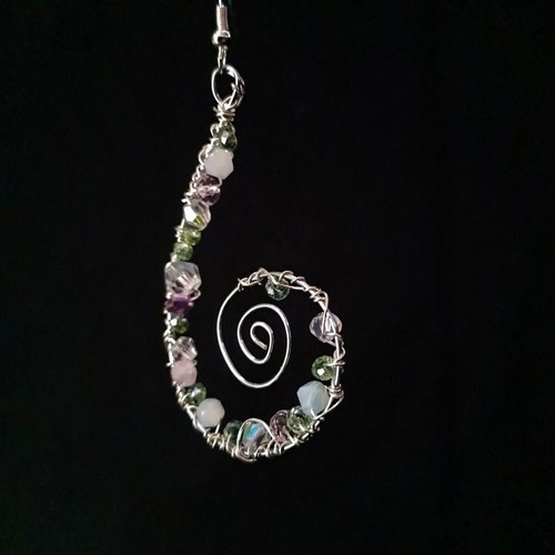 Spiral earrings with crystals and 925 silver made to order