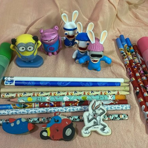 Pencils, erasers, markers, and toy stamps set new