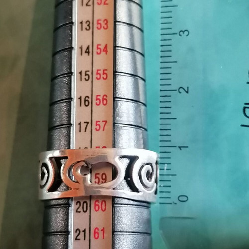 Silver 925 ring band with pierced spirals new no 59 (US 9)
