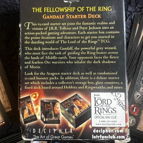 The Lord of the Rings TGC Gandalf starter pack like new, 63 cards