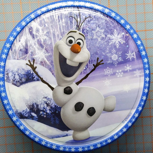 Metal round Frozen tin with Olaf Disney store used