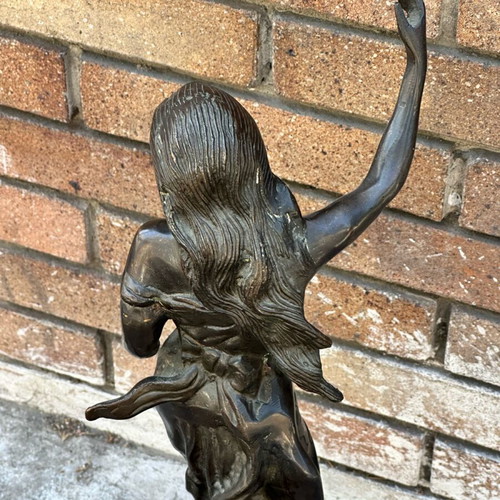 Bronze statue of woman in motion used, classic style, 52 cm