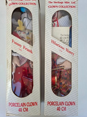 The Heritage Mint collectible clowns like new, set of 2, 40 cm