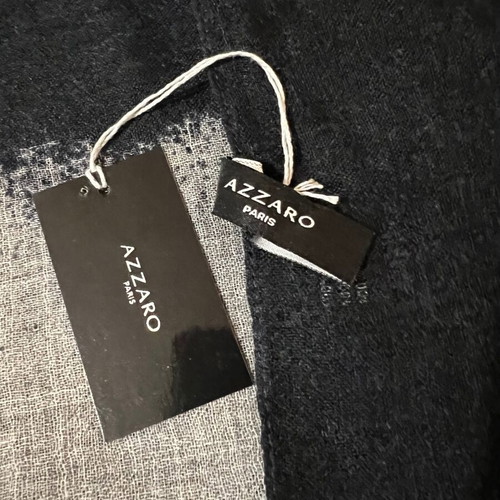 Azzaro scarf new gray and blue, 100% virgin wool