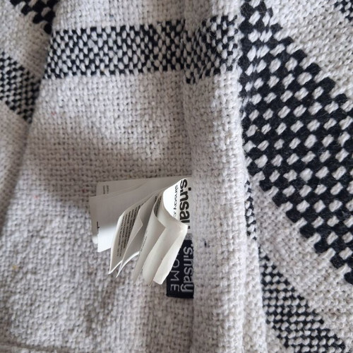 Sinsay decorative sofa throw blanket new, black and white