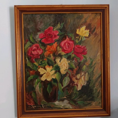Angeliki Leousi-Karatza Oil Painting Used, 57x46.5 cm, Framed