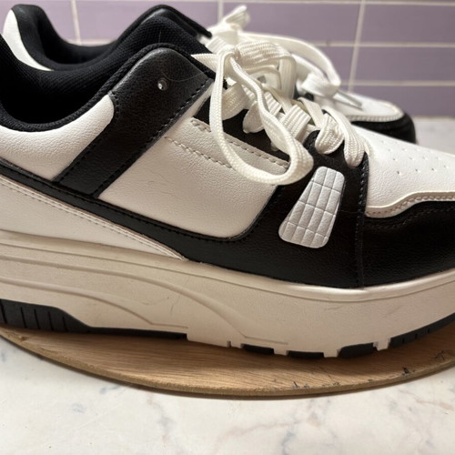 Shein 2-in-1 Kids Athletic Shoes Size 38 Like New, Black and White