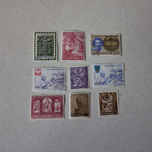 Vatican stamps used, pack of 9 with religious and historical themes