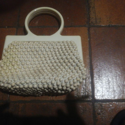 White beaded women's handbag 60s, made in Italy