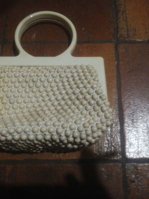 White beaded women's handbag 60s, made in Italy