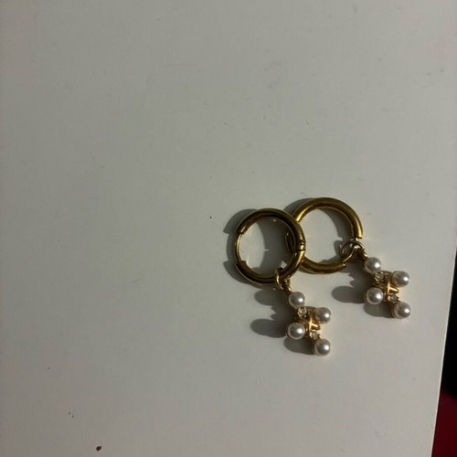 Steel hoop earrings with hanging crosses new