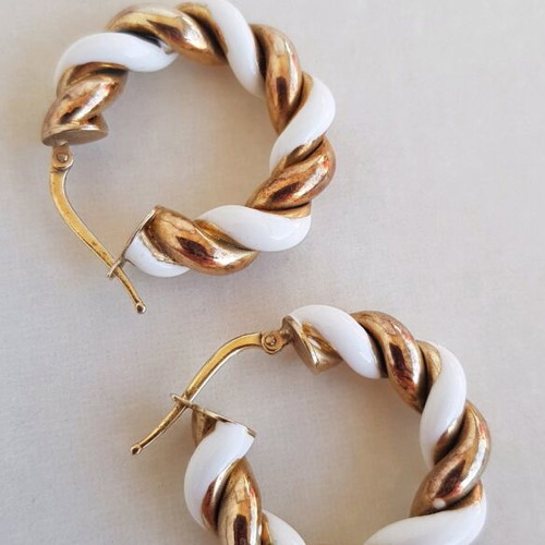Silver 925 hoop earrings used with enamel, gold plated