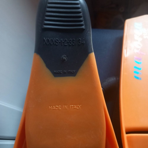 Children's swim fins like new, size 33/34, orange-gray, Majorca