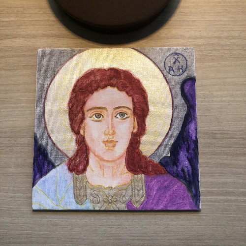 Guardian Angel Handmade Watercolor Painting on Compressed Canvas