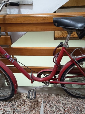 Pony folding city bike used, red, V-brakes, needs brake repair