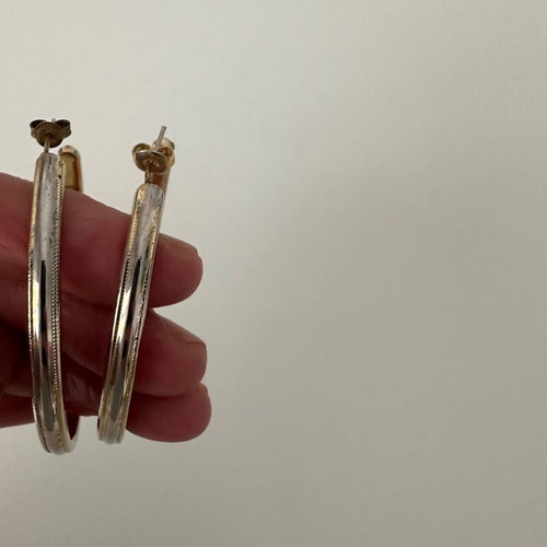 Vintage 90s hoop earrings used, gold and silver