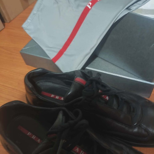 Prada American Cup's men's black leather sneakers like new, size 42.5