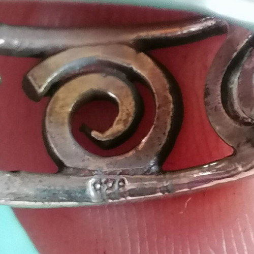 Silver 925 ring band with pierced spirals new no 59 (US 9)