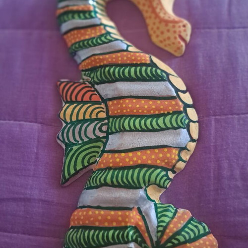 Ceramic Seahorse Hand-Painted with Acrylic Colors