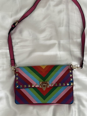 Rainbow Stripe Studded Crossbody Bag like new, colorful