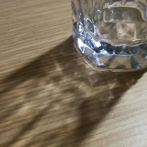 Water glass used, with DNA Aris, Elenas, Steliou
