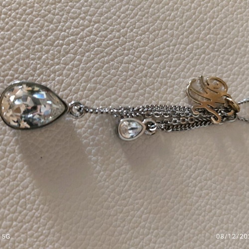 Dyrberg/Kern necklace with large pear-shaped zircon, new, silver