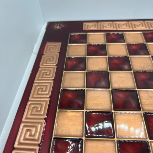 Vintage chessboard with enamel and bronze used