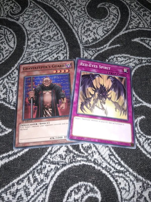 Yu-Gi-Oh! cards like new, Red-Eyes Spirit and Gravekeeper's Guard, 2 pcs