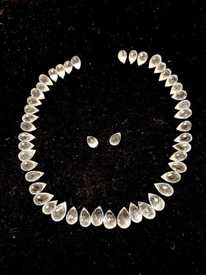 Quartz chalcedony stones new, 49 pieces, briolette cut