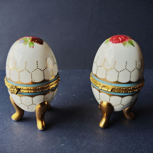 Limoges porcelain egg set vintage, used, 2 pieces
