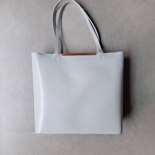 Ted Baker Light Grey Genuine Leather Tote Bag with Matching Pouch