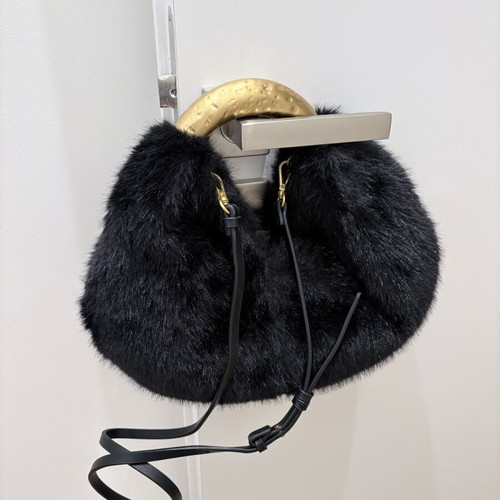 Fur bag Zara like new, black and gold