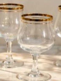 Crystal wine glasses used, set of 6