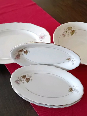 Candia porcelain set of 5 used platters and bowl