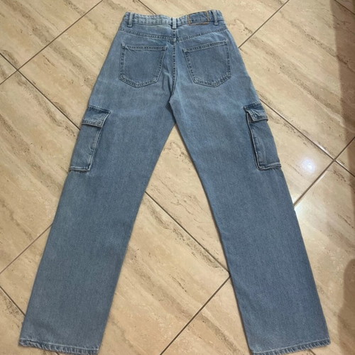 Bershka women's cargo jeans like new, size 34, blue