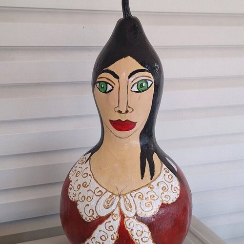 Handmade decorative gourd "Penelope" with folkloric style