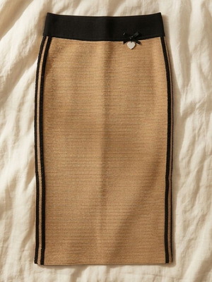 Φούστα Lynne Ριγέ Pencil Midi σαν καινούργια, μέγεθος XS, μπεζ και μαύρο