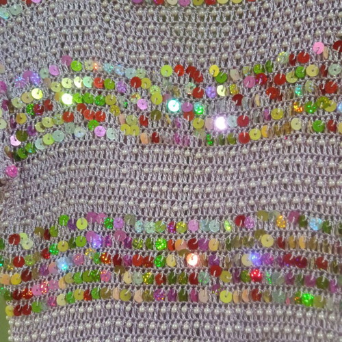 Knitted short-sleeve cardigan with sequins and beads, Small/Medium