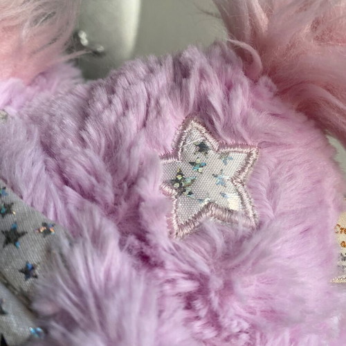 Pegasus plush toy pale pink and light purple with silver stars used
