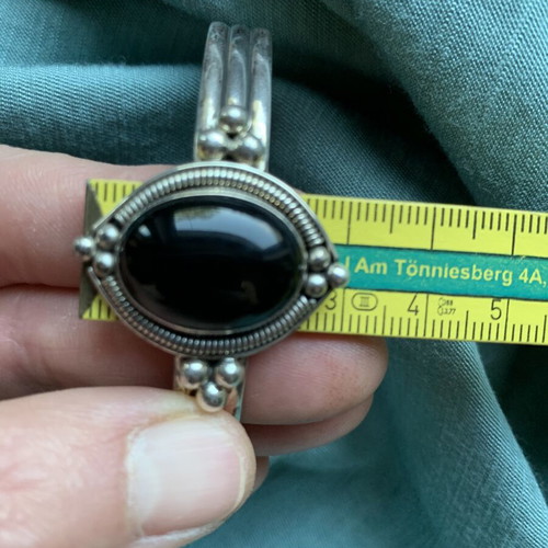 Silver handmade bracelet with black onyx, new