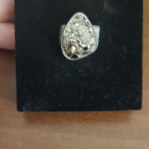Silver handmade 950 ring with pyrite like new