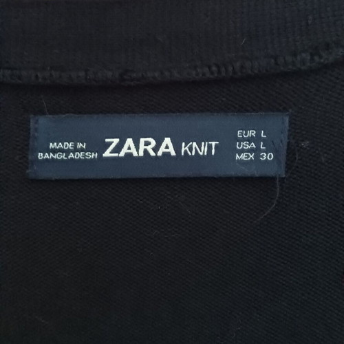 Zara black women's cardigan, half knit half suede, snap buttons, 2 front pockets