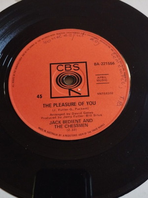 Jack Bedient & The Chessmen The Pleasure Of You 7" single μεταχειρισμένο, rock