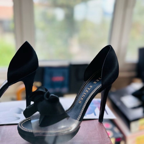 Walter Steiger satin sandals with transparency like new, black