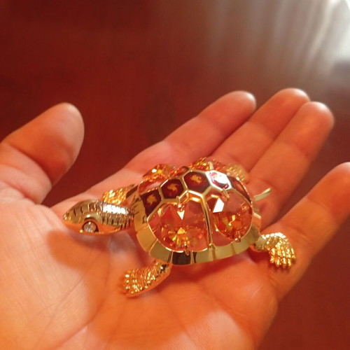 24K Gold Plated Turtle with Swarovski Crystals